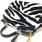 DOLCE&amp;GABBANA Zebra Sicily 2-Way Handbag/Shoulder Bag in Faux Fur, Black and White