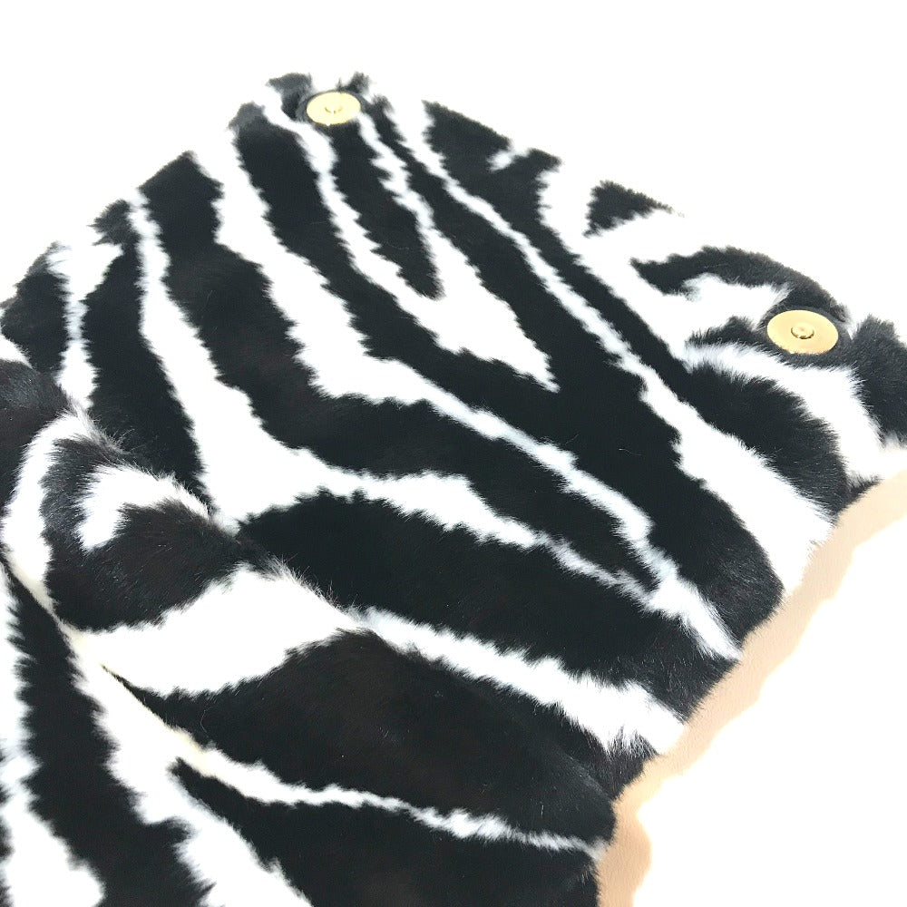 DOLCE&amp;GABBANA Zebra Sicily 2-Way Handbag/Shoulder Bag in Faux Fur, Black and White