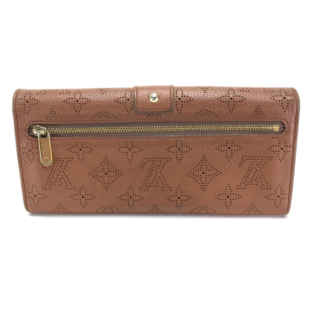 LOUIS VUITTON M58124 Mahina Clutch Amelia Bifold Long Wallet in Monogram Mahina Leather, Women's, Cognac Brown