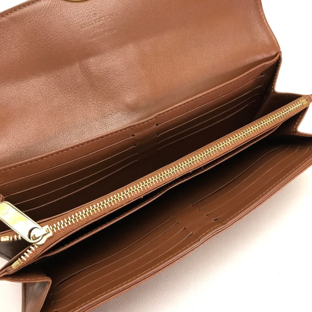 LOUIS VUITTON M58124 Mahina Clutch Amelia Bifold Long Wallet in Monogram Mahina Leather, Women's, Cognac Brown