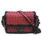 BOTTEGA VENETA 339270 イントレチャート ミニチェーン カバン ショルダーバッグ ラムスキン レディース レッド×ブラック