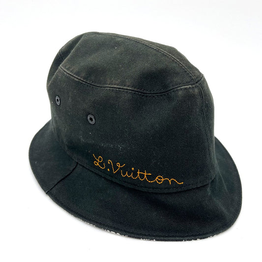 LOUIS VUITTON MP2947 Bonnet Distorted Damier Hat, Cotton, Men's, Black