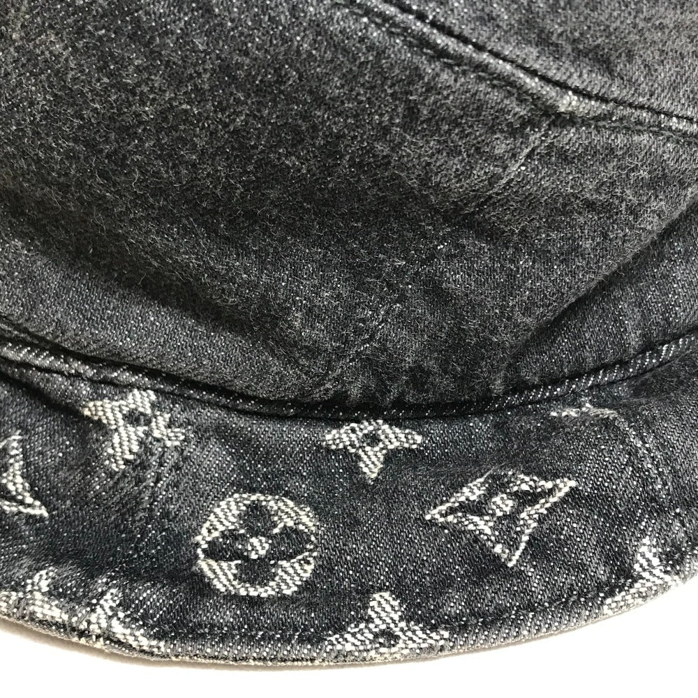 LOUIS VUITTON MP3244 Bonnet Denim Hat, LV MADE Heart, HUMANMADE Collaboration with NIGO, Cotton Hat, Men's, Noir, Black x White