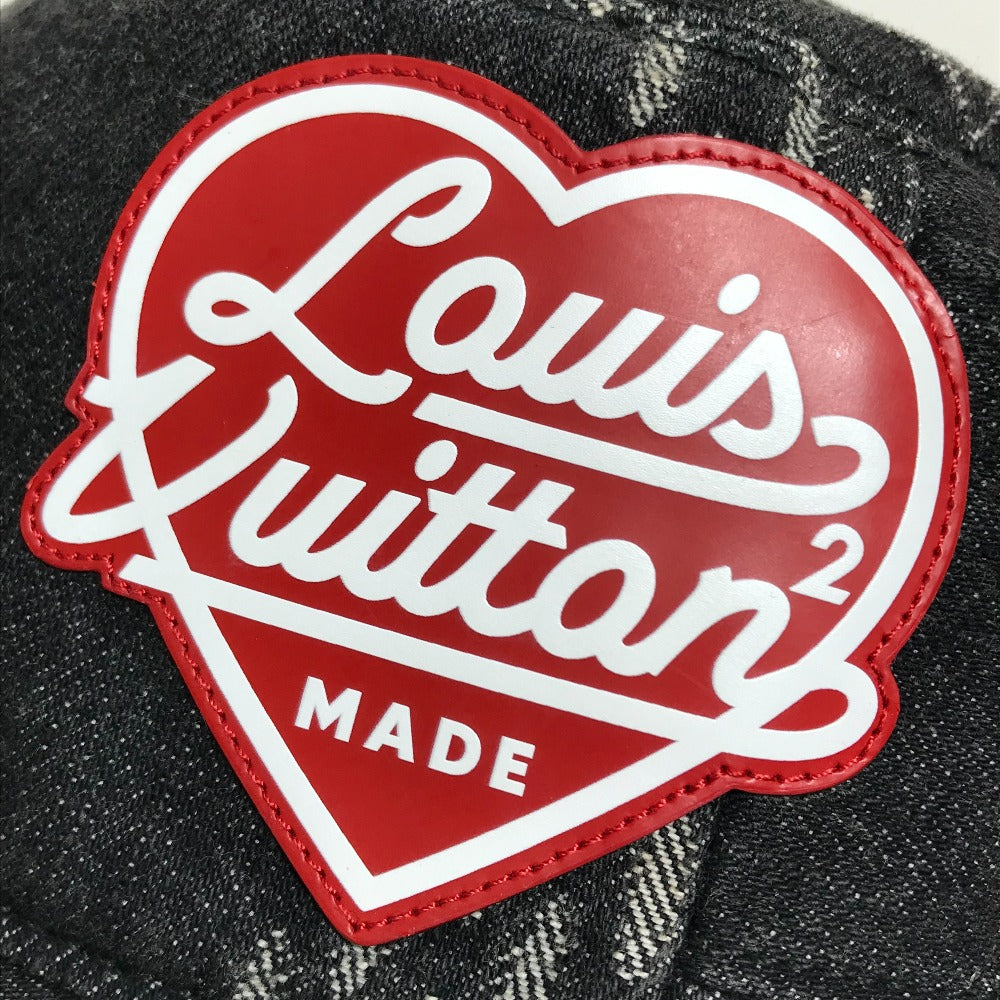 LOUIS VUITTON MP3244 Bonnet Denim Hat, LV MADE Heart, HUMANMADE Collaboration with NIGO, Cotton Hat, Men's, Noir, Black x White