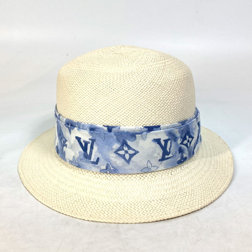 LOUIS VUITTON M76762 モノグラム ウォーターカラー シャポー・サマータイム ストローハット バケットハット 帽子 ハット ストロー レディース ブルー