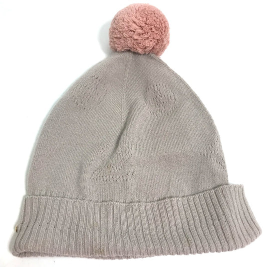 LOUIS VUITTON M75540 Monogram Pom-Pom Beanie Hat, Knit Cap, Wool, Women's, Beige