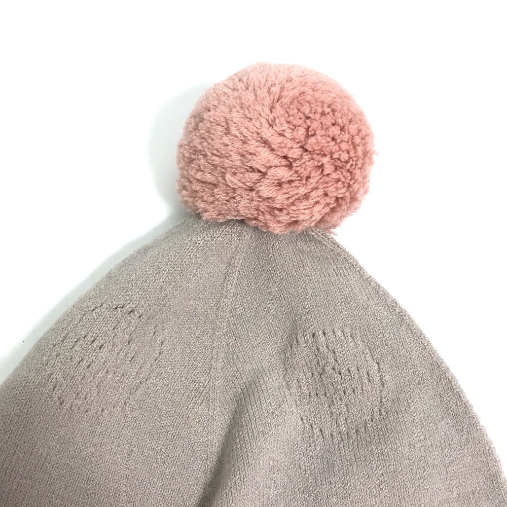 LOUIS VUITTON M75540 Monogram Pom-Pom Beanie Hat, Knit Cap, Wool, Women's, Beige