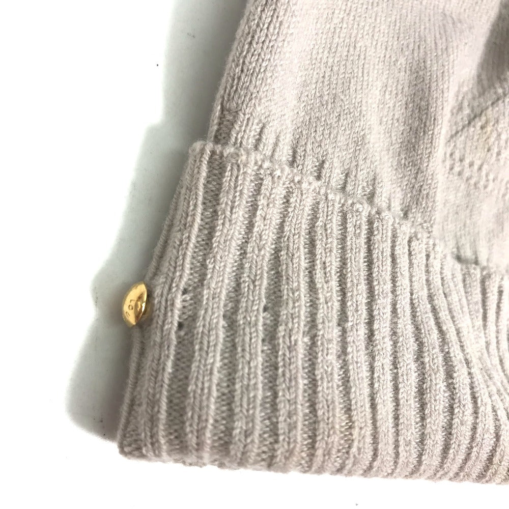 LOUIS VUITTON M75540 Monogram Pom-Pom Beanie Hat, Knit Cap, Wool, Women's, Beige