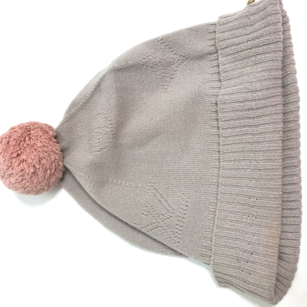 LOUIS VUITTON M75540 Monogram Pom-Pom Beanie Hat, Knit Cap, Wool, Women's, Beige
