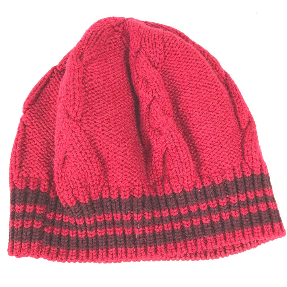 LOUIS VUITTON Striped Beanie Hat, Knit Cap, Wool Knit Hat, Women's, Red
