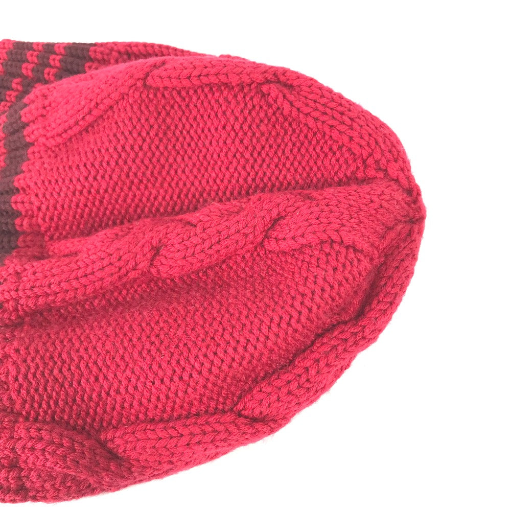 LOUIS VUITTON Striped Beanie Hat, Knit Cap, Wool Knit Hat, Women's, Red