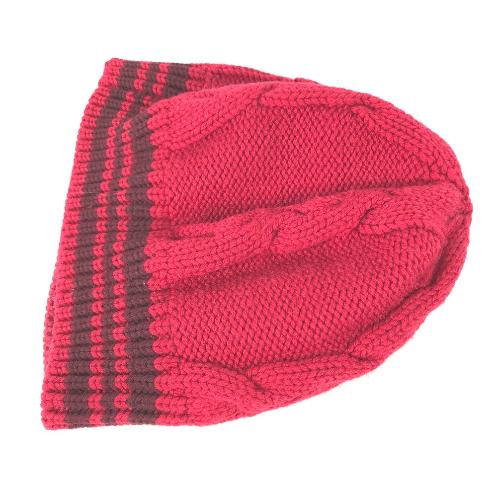 LOUIS VUITTON Striped Beanie Hat, Knit Cap, Wool Knit Hat, Women's, Red
