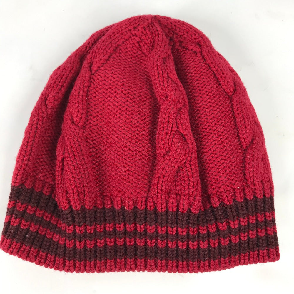 LOUIS VUITTON Striped Beanie Hat, Knit Cap, Wool Knit Hat, Women's, Red
