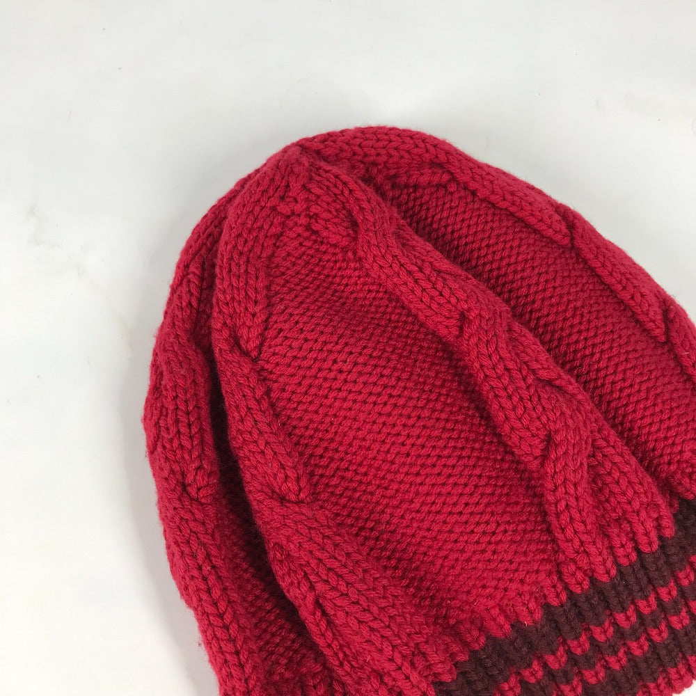 LOUIS VUITTON Striped Beanie Hat, Knit Cap, Wool Knit Hat, Women's, Red