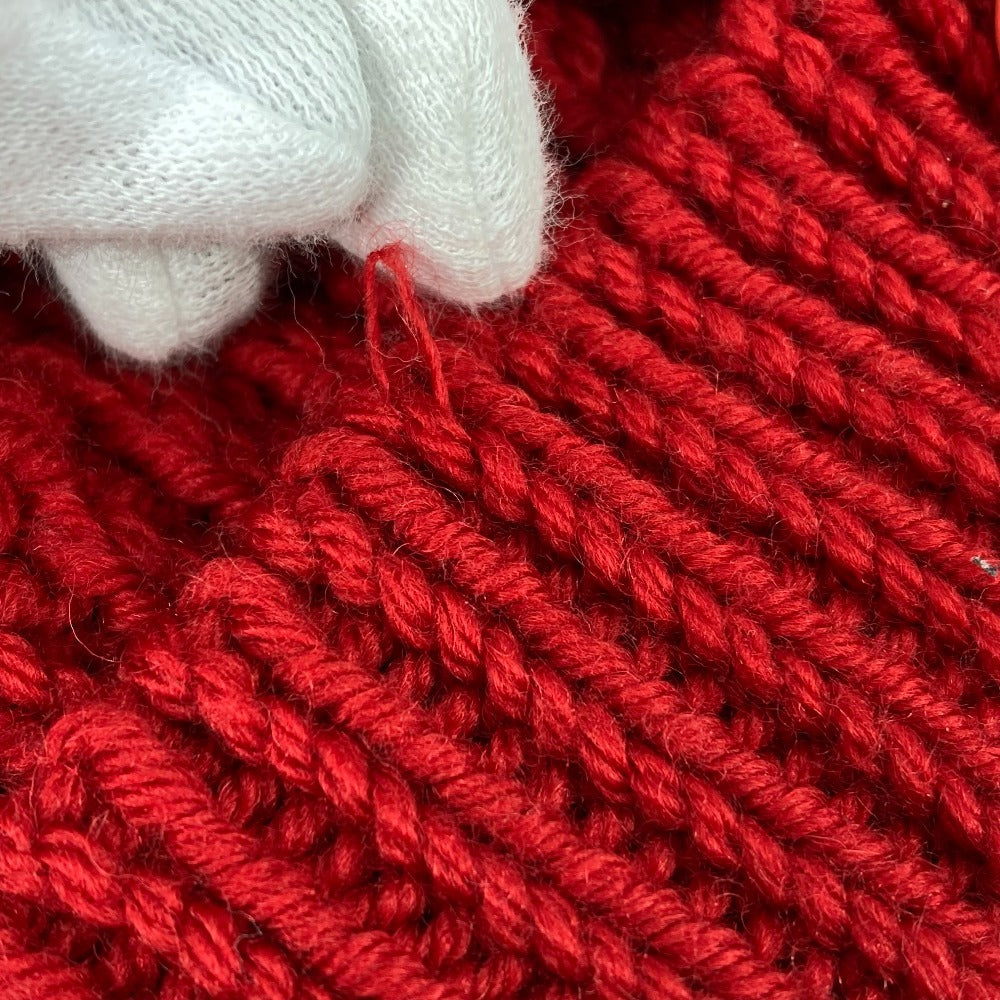 LOUIS VUITTON Pone Constance Can Badge Beanie Hat Knit Cap Wool Women's Red