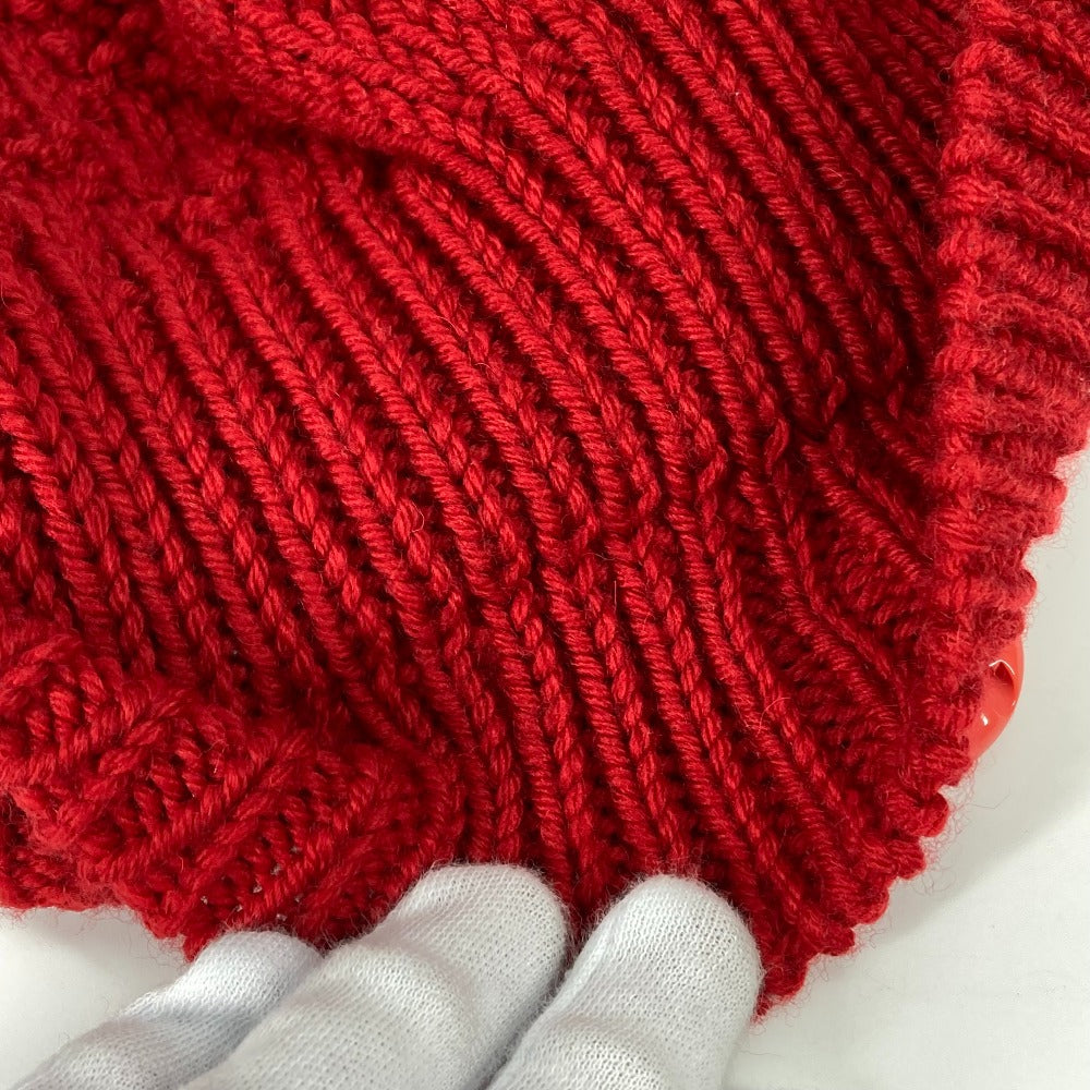 LOUIS VUITTON Pone Constance Can Badge Beanie Hat Knit Cap Wool Women's Red