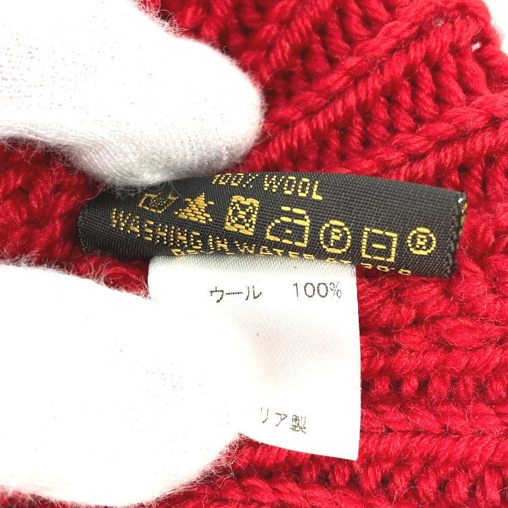 LOUIS VUITTON Pone Constance Can Badge Beanie Hat Knit Cap Wool Women's Red