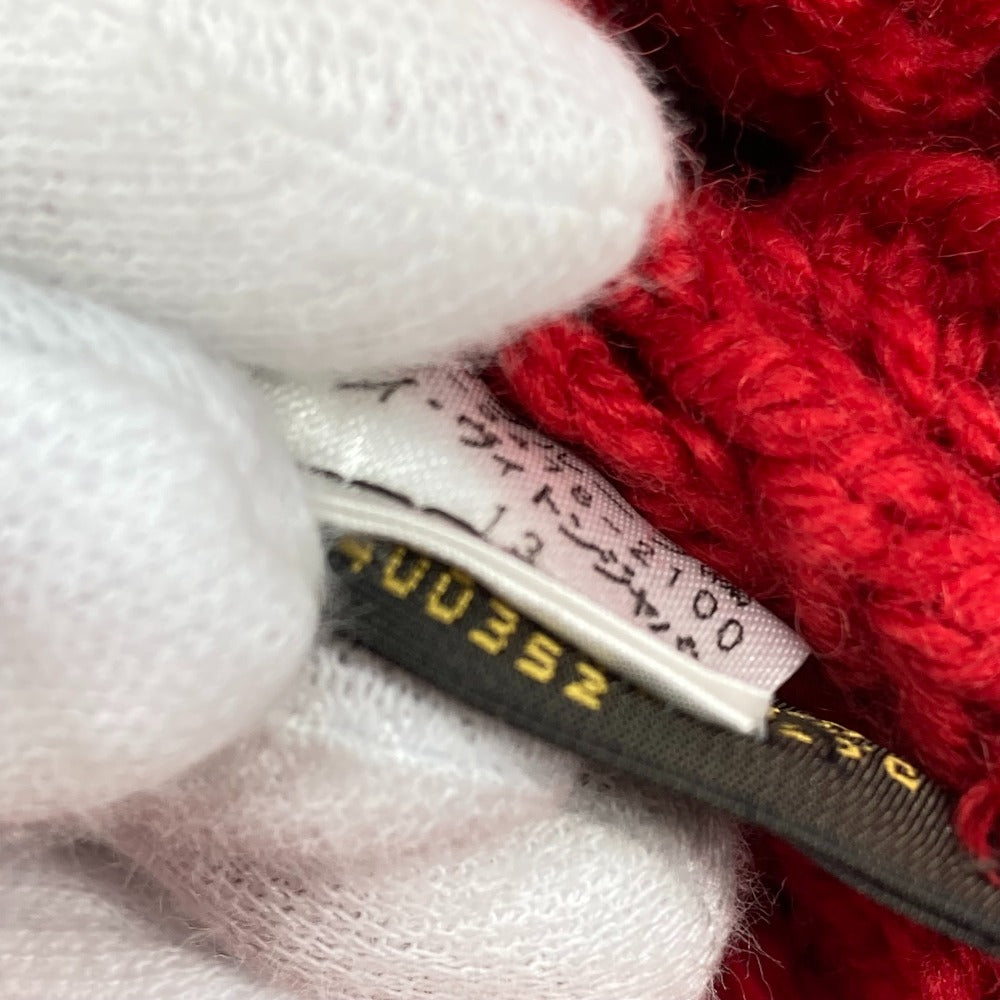 LOUIS VUITTON Pone Constance Can Badge Beanie Hat Knit Cap Wool Women's Red