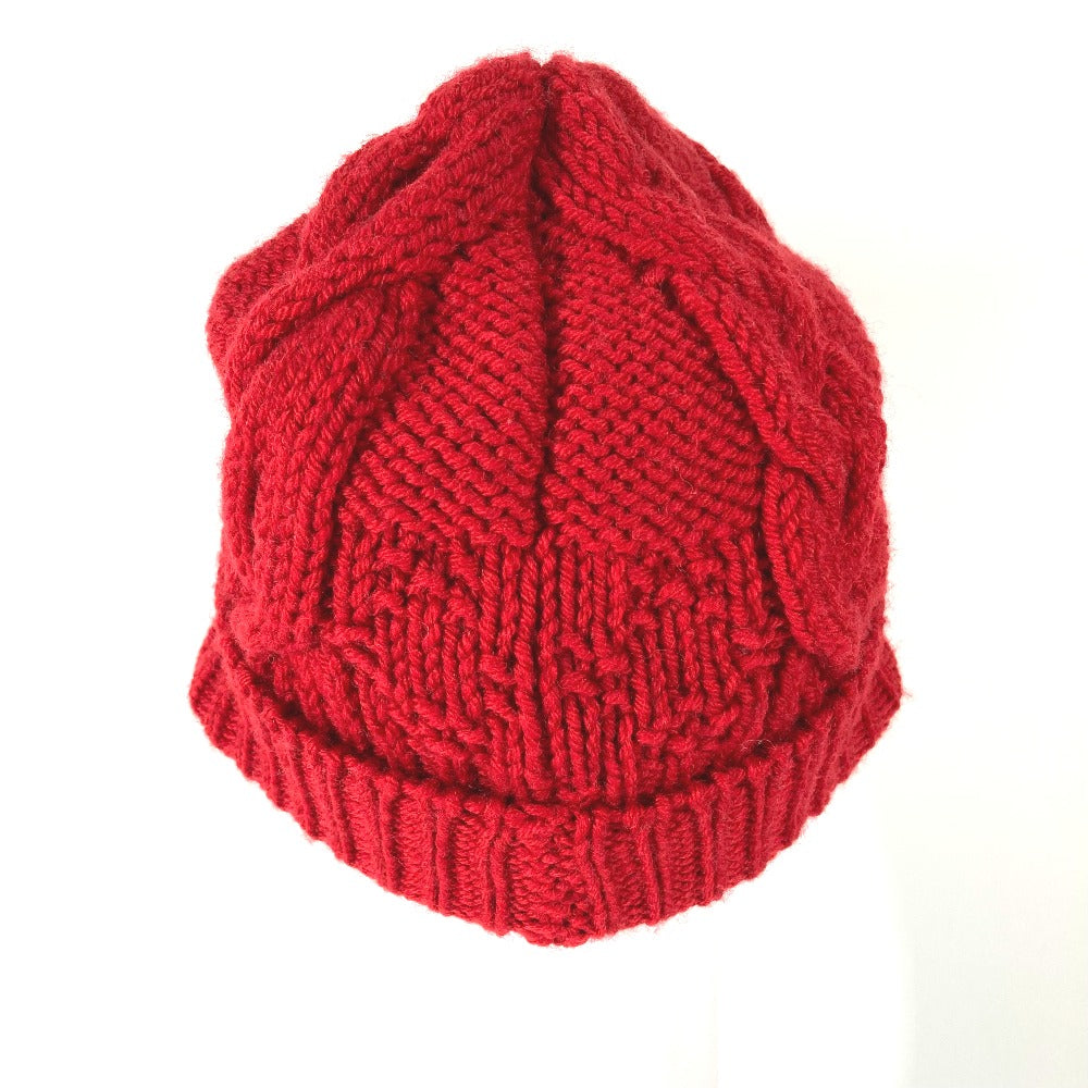 LOUIS VUITTON Pone Constance Can Badge Beanie Hat Knit Cap Wool Women's Red