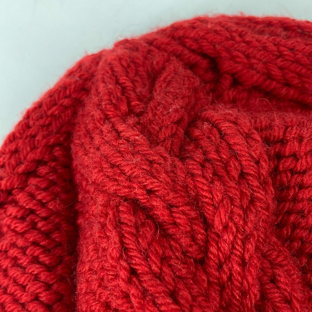 LOUIS VUITTON Pone Constance Can Badge Beanie Hat Knit Cap Wool Women's Red