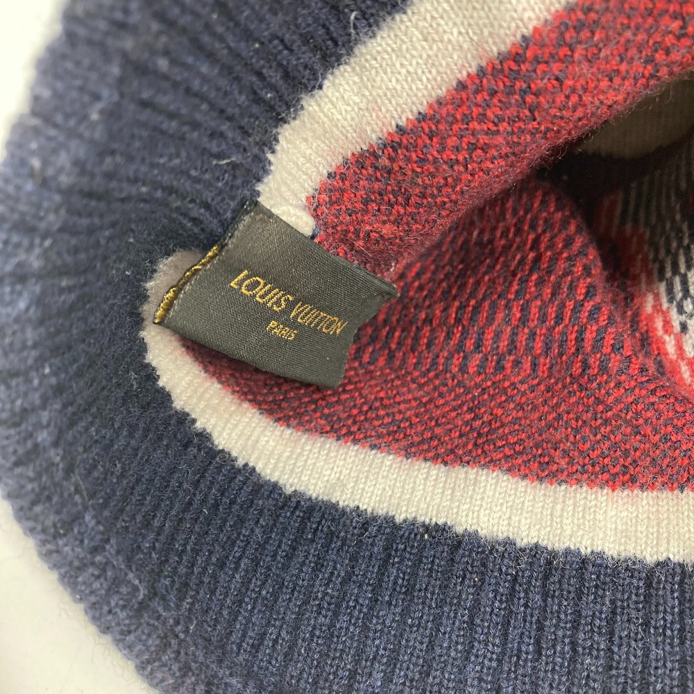 LOUIS VUITTON M70531 1854 LV ロゴ ビーニー 帽子 ニット帽 ニットキャッ ニット帽 ウール メンズ ネイビー