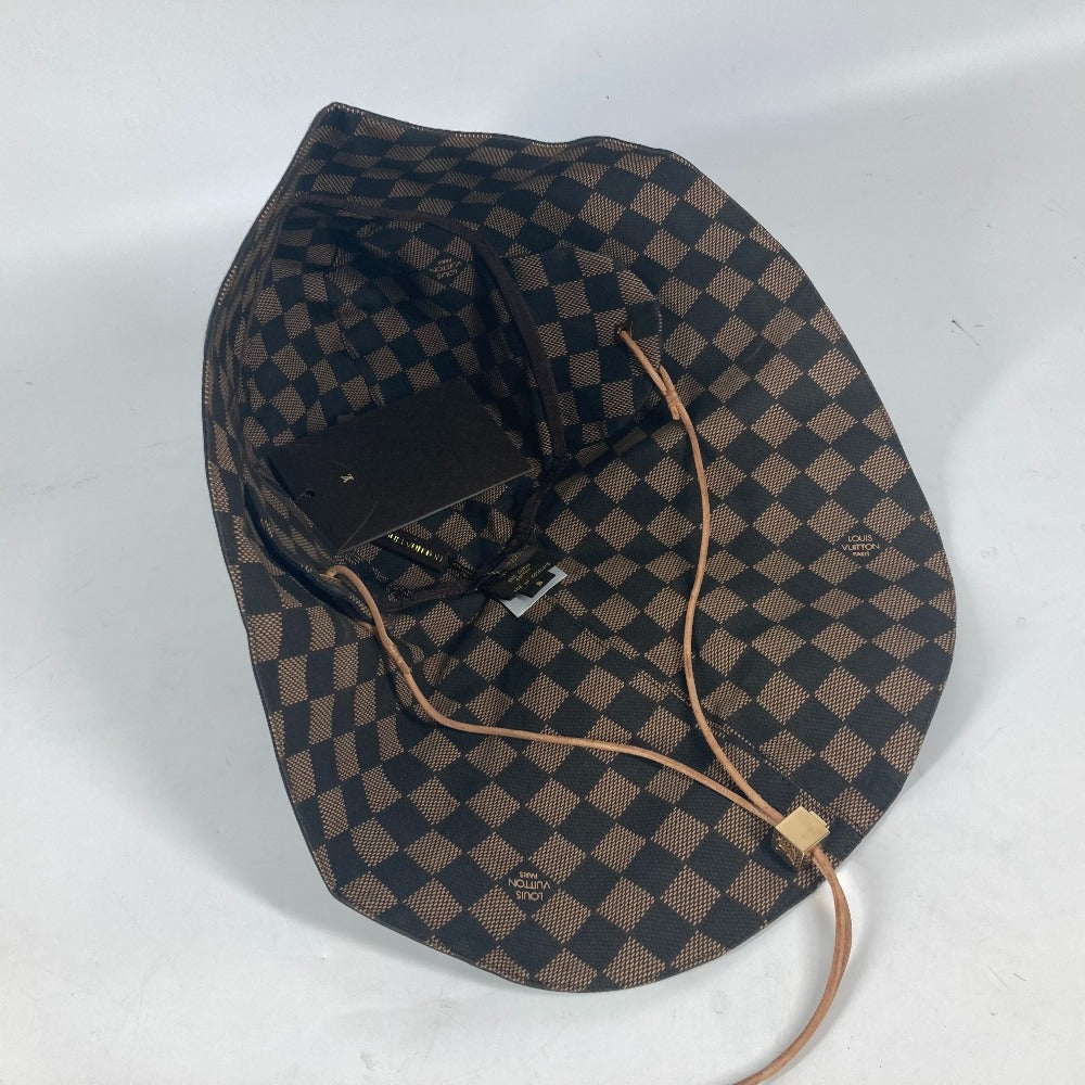 LOUIS VUITTON ダミエ 紐付き つば広ハット ハット帽 帽子 バケットハット ボブハット ハット コットン レディース