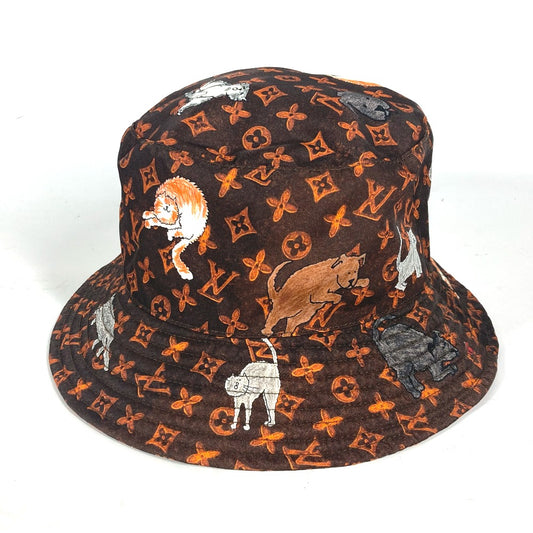 LOUIS VUITTON MP2262 モノグラムキャットグラム 猫 バケットハット ハット帽 帽子 バケットハット ボブハット ハット ナイロン レディース ブラウン