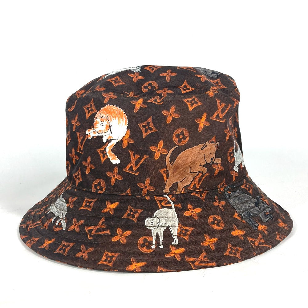 LOUIS VUITTON MP2262 モノグラムキャットグラム 猫 バケットハット ハット帽 帽子 バケットハット ボブハット ハット ナイロン レディース ブラウン