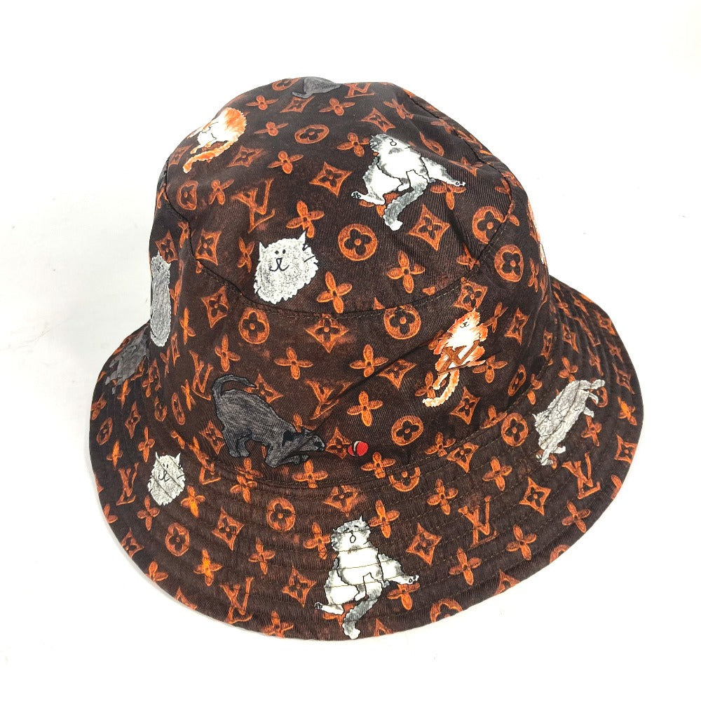 LOUIS VUITTON MP2262 モノグラムキャットグラム 猫 バケットハット ハット帽 帽子 バケットハット ボブハット ハット ナイロン レディース ブラウン