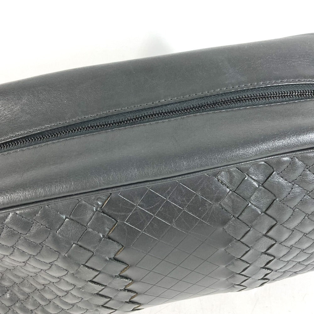 BOTTEGA VENETA Intrecciato Clutch Bag Pouch Second Bag Leather Unisex Dark Gray