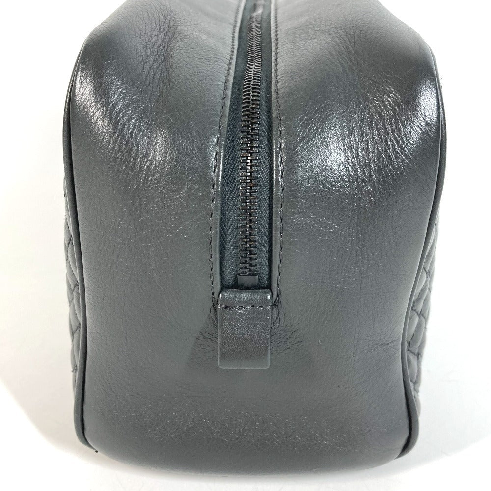 BOTTEGA VENETA Intrecciato Clutch Bag Pouch Second Bag Leather Unisex Dark Gray