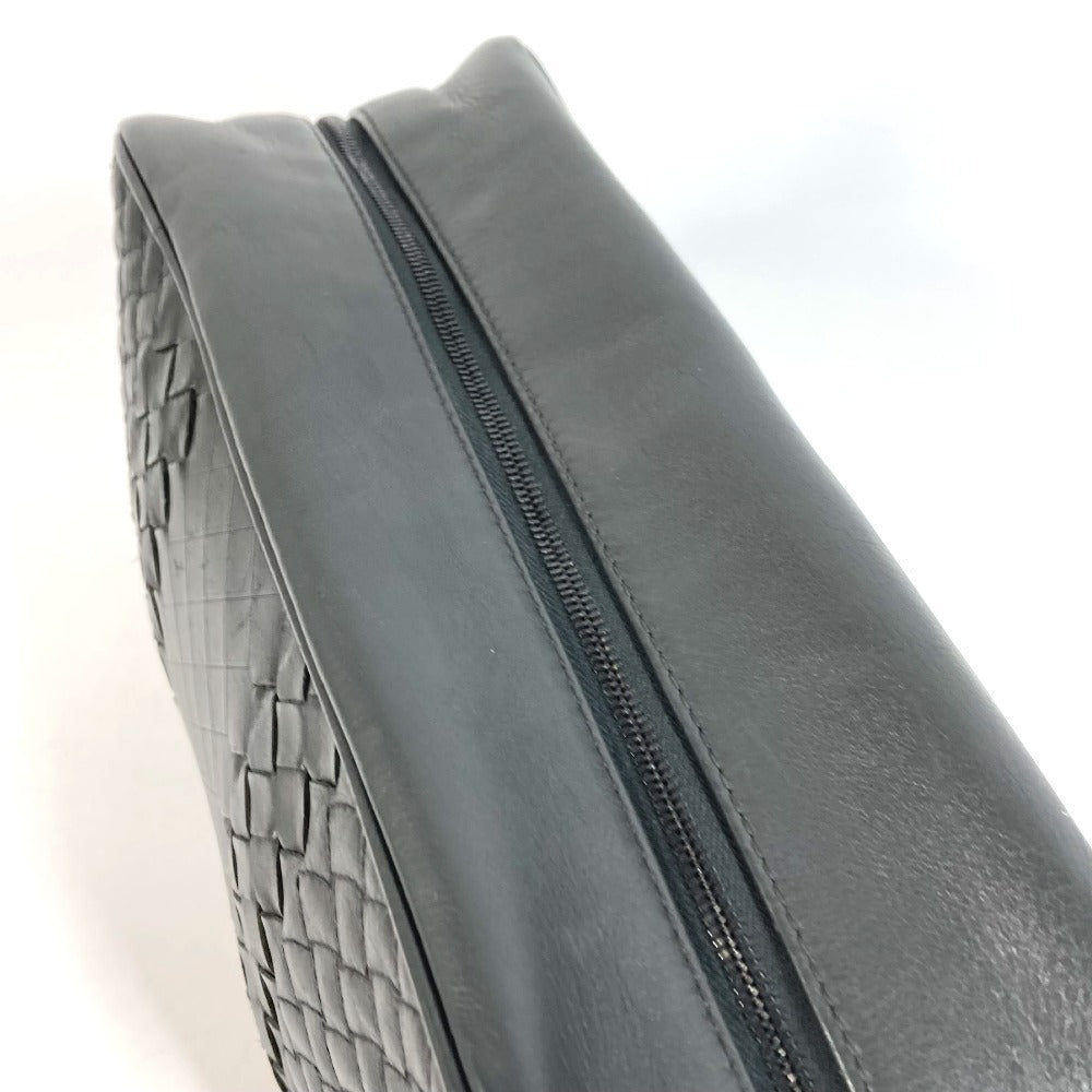 BOTTEGA VENETA Intrecciato Clutch Bag Pouch Second Bag Leather Unisex Dark Gray