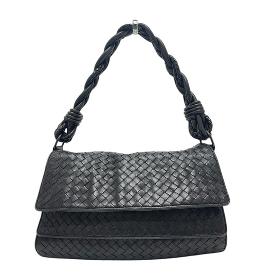 BOTTEGA VENETA 145195 Intrecciato bag shoulder flap Shoulder Bag Leather Black Used