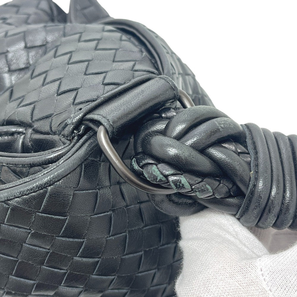 BOTTEGA VENETA 145195 Intrecciato bag shoulder flap Shoulder Bag Leather Black Used