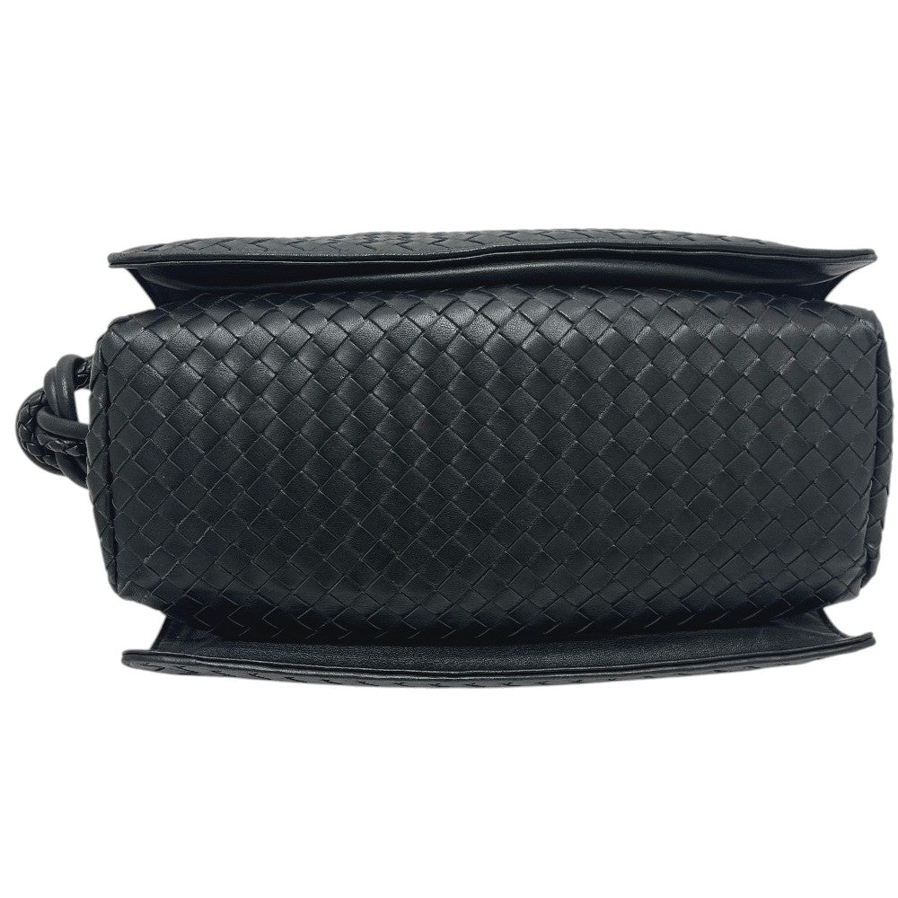 BOTTEGA VENETA 145195 Intrecciato bag shoulder flap Shoulder Bag Leather Black Used