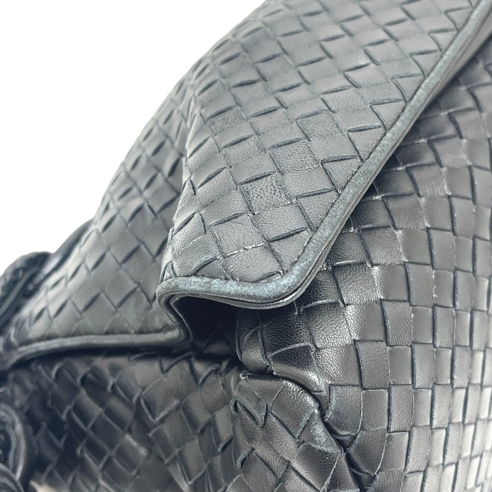 BOTTEGA VENETA 145195 Intrecciato bag shoulder flap Shoulder Bag Leather Black Used