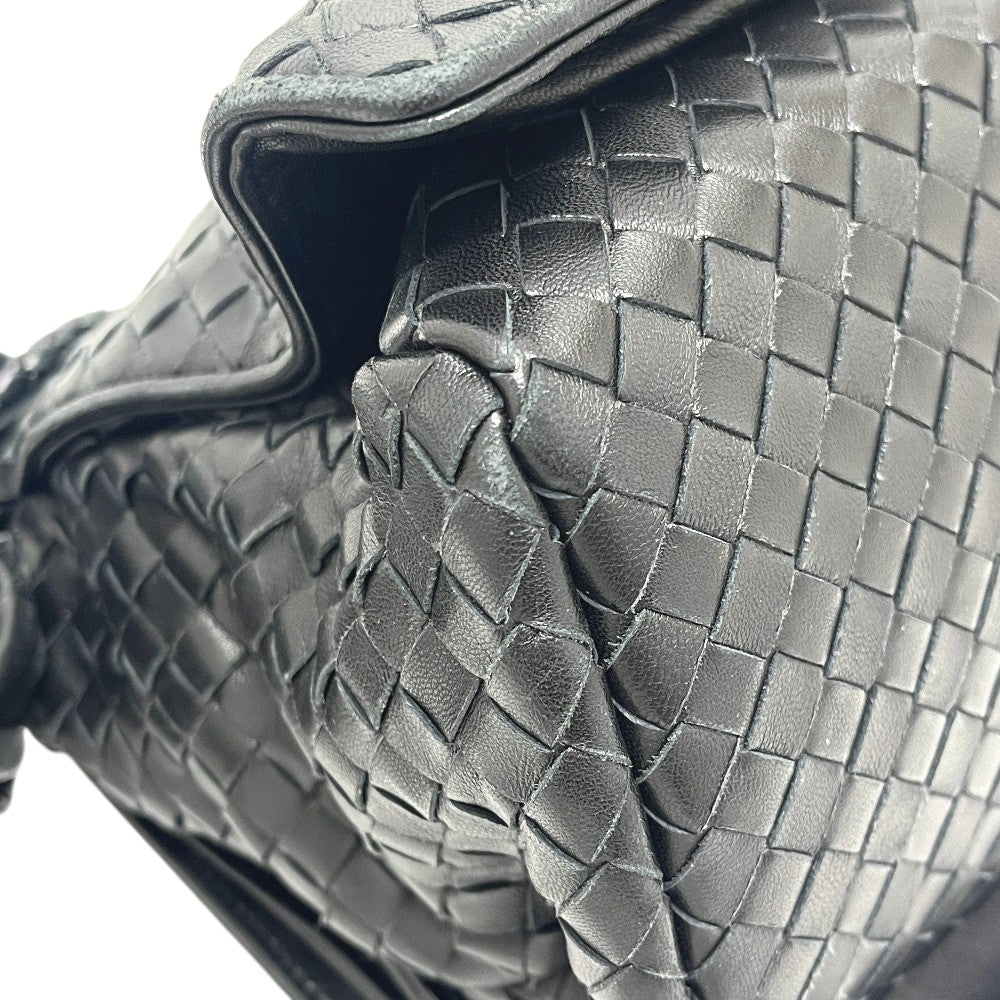 BOTTEGA VENETA 145195 Intrecciato bag shoulder flap Shoulder Bag Leather Black Used