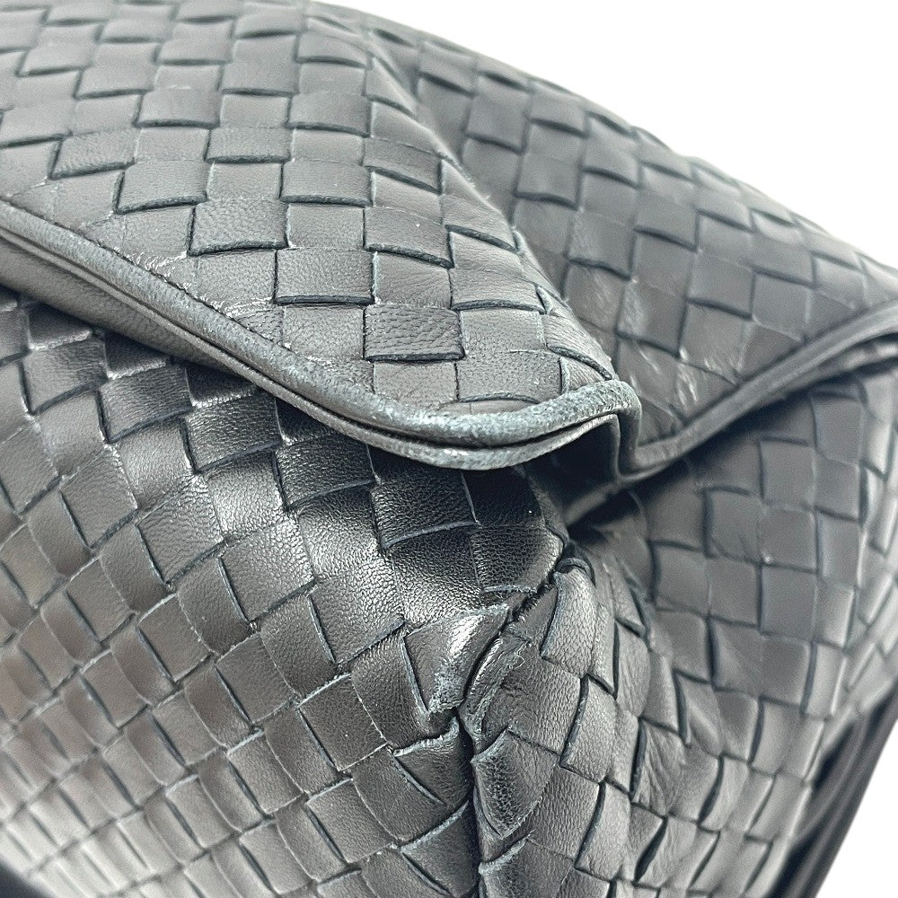 BOTTEGA VENETA 145195 Intrecciato bag shoulder flap Shoulder Bag Leather Black Used