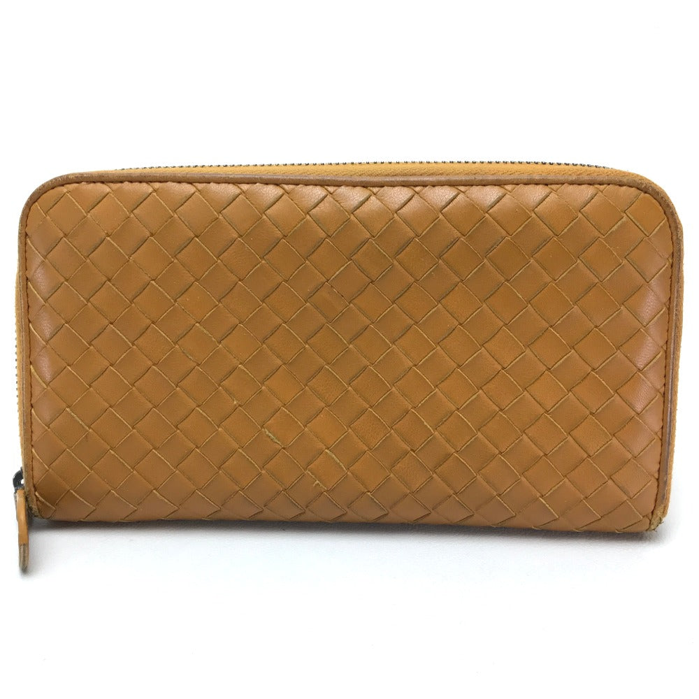 BOTTEGA VENETA イントレチャート ジップアラウンドウォレット ラウンドファスナ 長財布 ラムスキン レディース オレンジ系