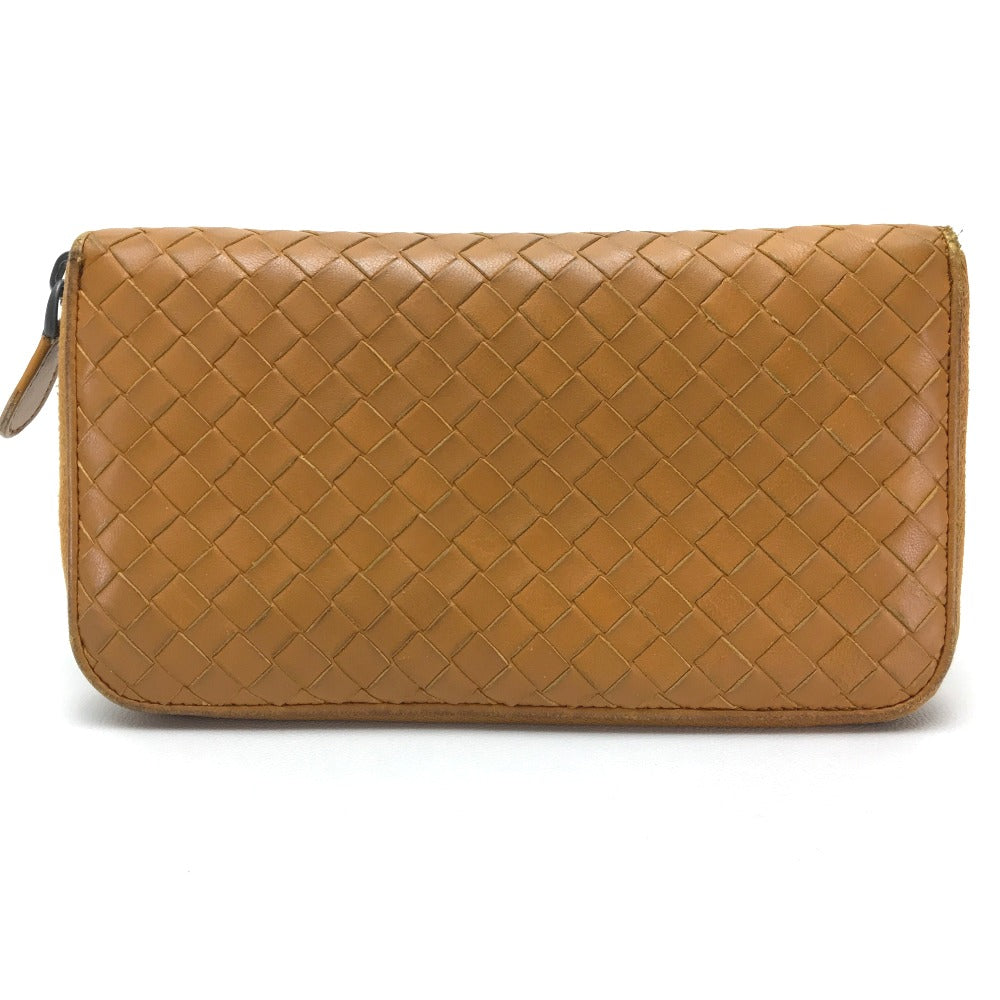 BOTTEGA VENETA イントレチャート ジップアラウンドウォレット ラウンドファスナ 長財布 ラムスキン レディース オレンジ系