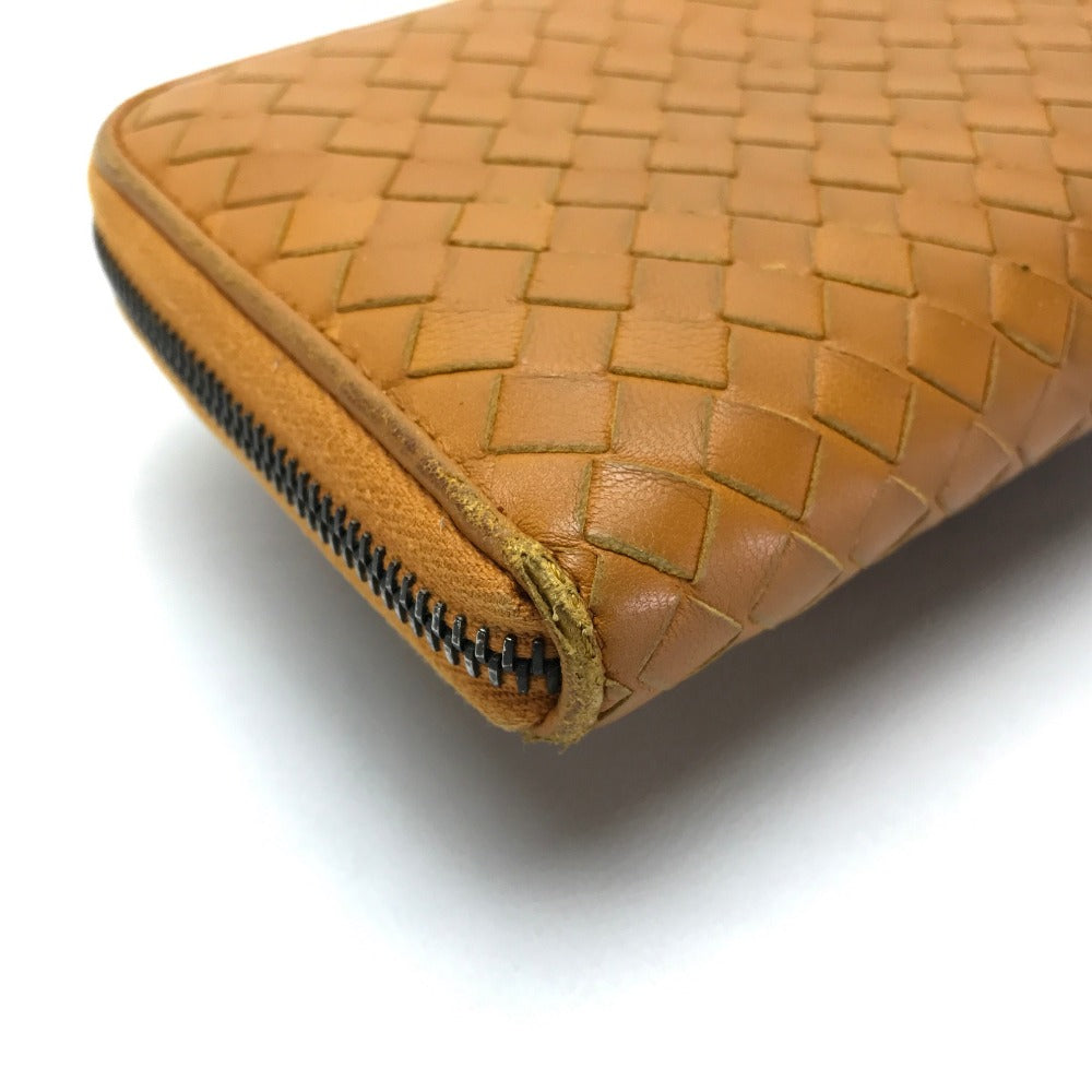 BOTTEGA VENETA イントレチャート ジップアラウンドウォレット ラウンドファスナ 長財布 ラムスキン レディース オレンジ系