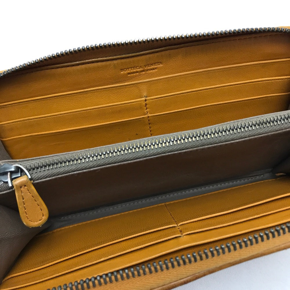 BOTTEGA VENETA イントレチャート ジップアラウンドウォレット ラウンドファスナ 長財布 ラムスキン レディース オレンジ系