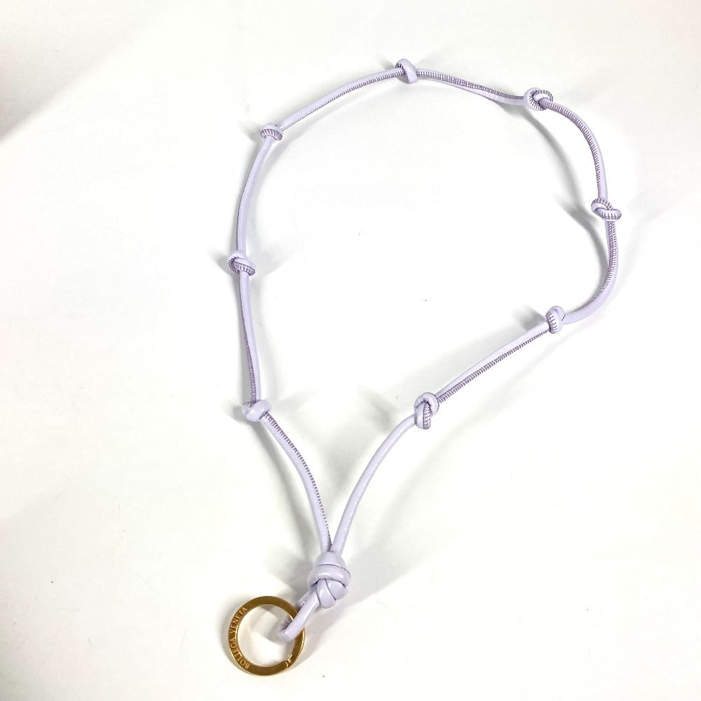 BOTTEGA VENETA ネックレス ロゴ ネックストラップ キーリング付き キーホルダー バッグチャーム ストラップ レザー ユニセックス ライトパープル - brandshop-reference