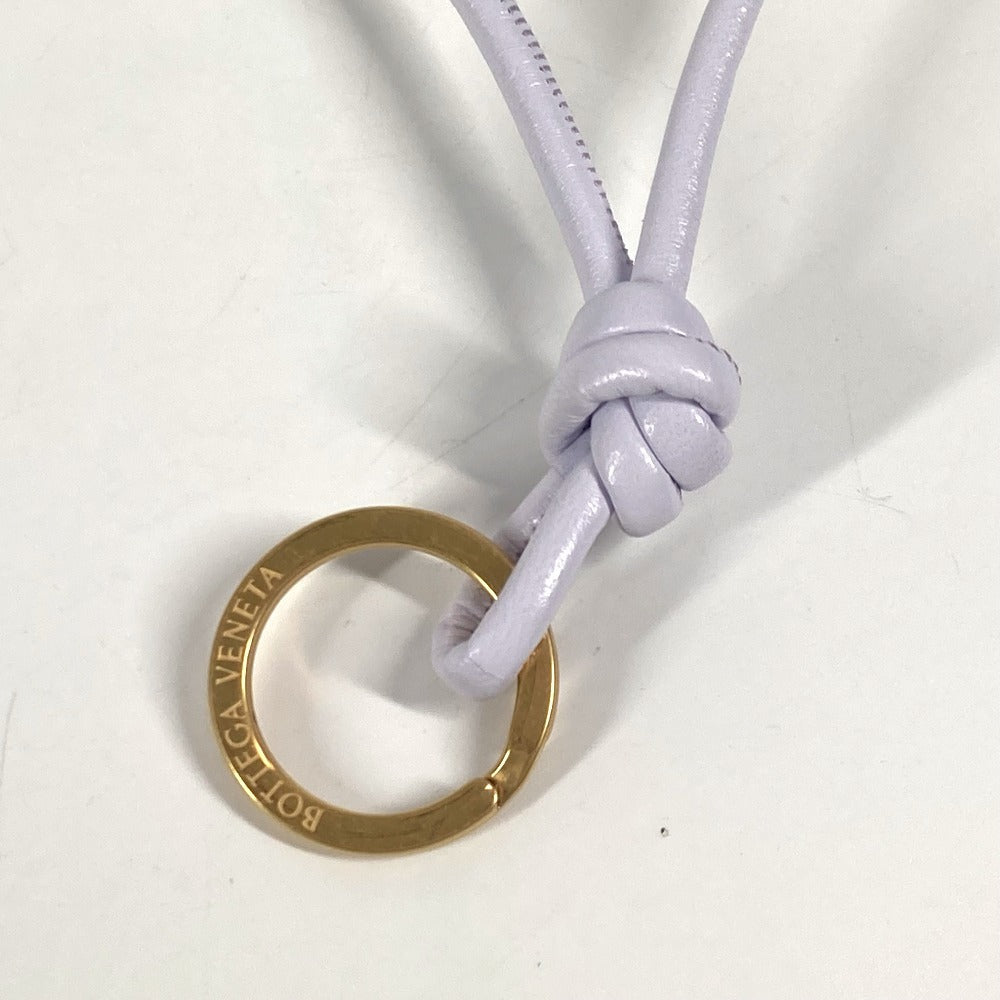 BOTTEGA VENETA ネックレス ロゴ ネックストラップ キーリング付き キーホルダー バッグチャーム ストラップ レザー ユニセックス ライトパープル - brandshop-reference