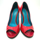 BOTTEGA VENETA open toe heel shoes pumps enamel Red 7 Used