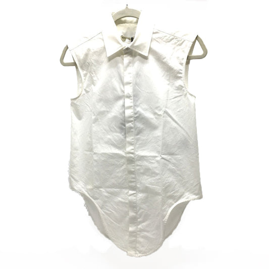 BOTTEGA VENETA 600083VKECO Women's White Cotton Bi-Flap Shirt, Sleeveless, Dress Shirt, Short Sleeve