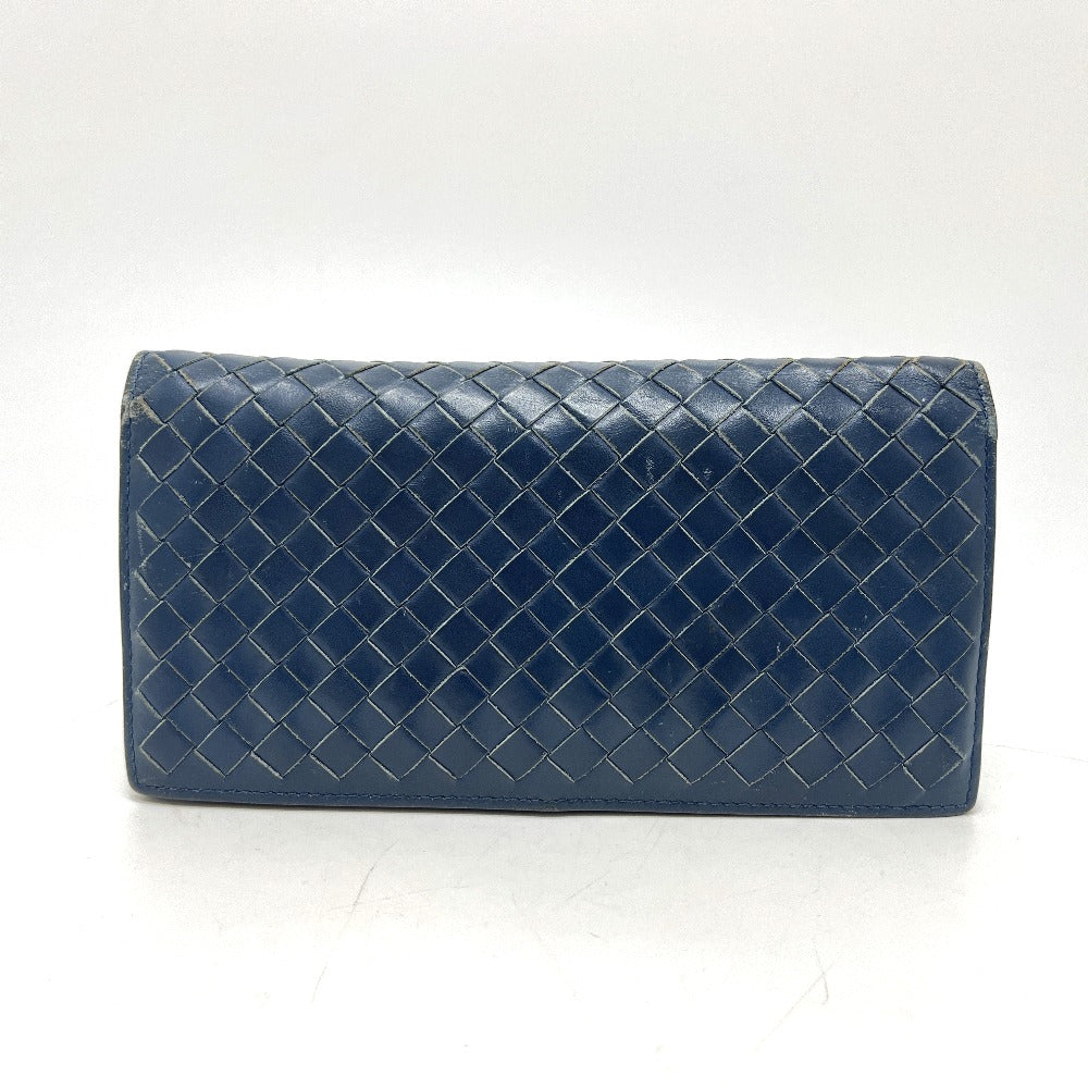 BOTTEGA VENETA 156819 イントレチャート 長財布 財布 ウォレット 2つ折り財布 レザー メンズ ブルー
