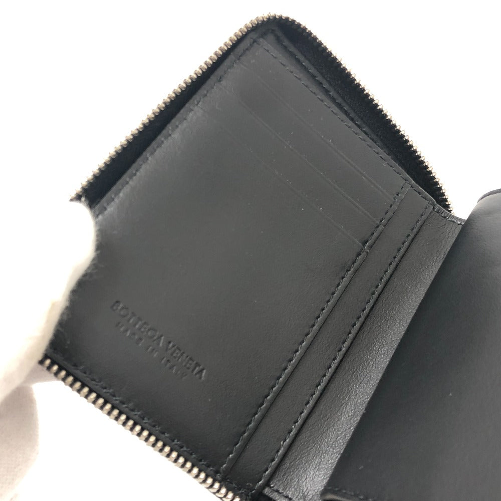 BOTTEGA VENETA 681191 Maxi Intrecciato Cassette Zip wallet accessory Folded wallet Leather Black Used