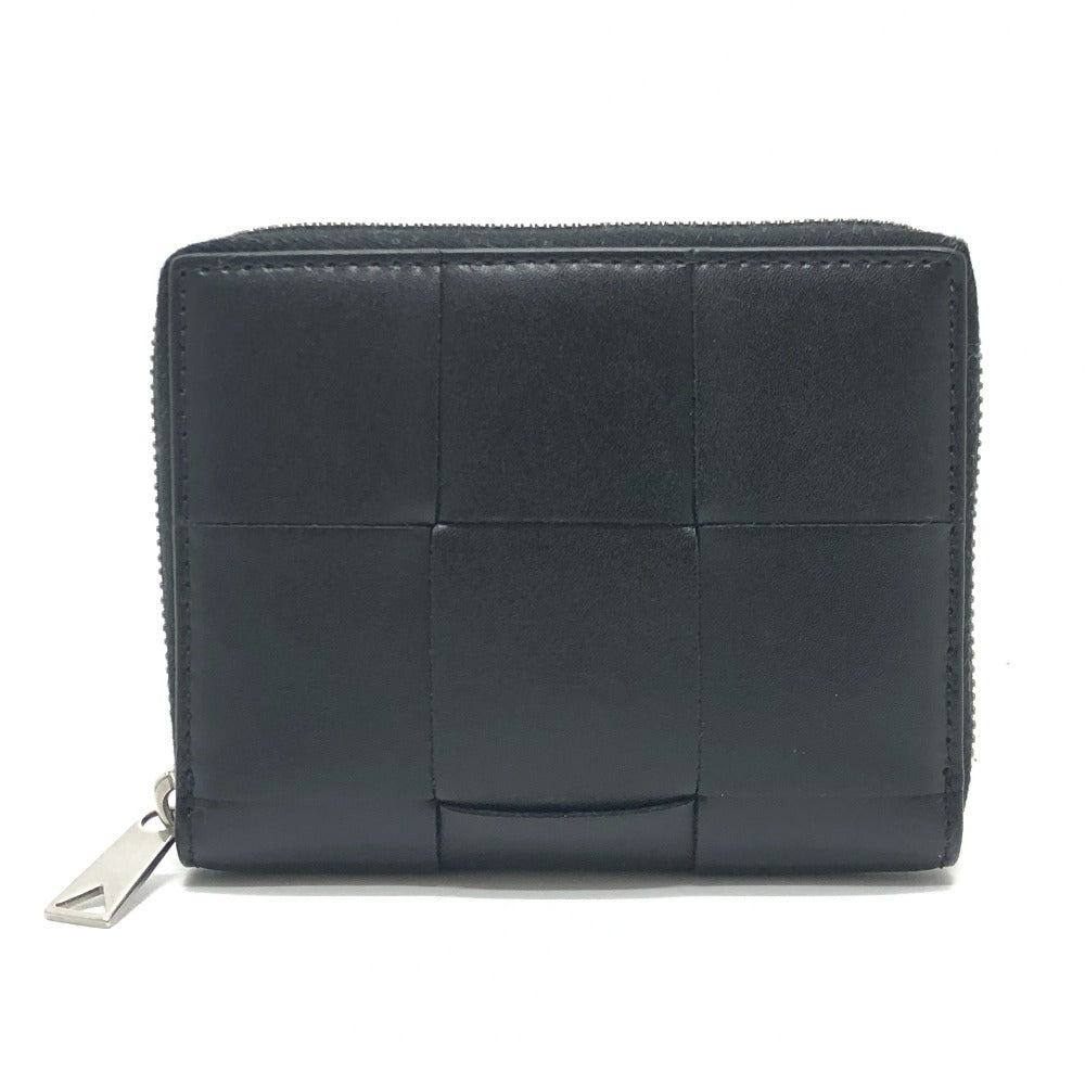 BOTTEGA VENETA 681191 Maxi Intrecciato Cassette Zip wallet accessory Folded wallet Leather Black Used