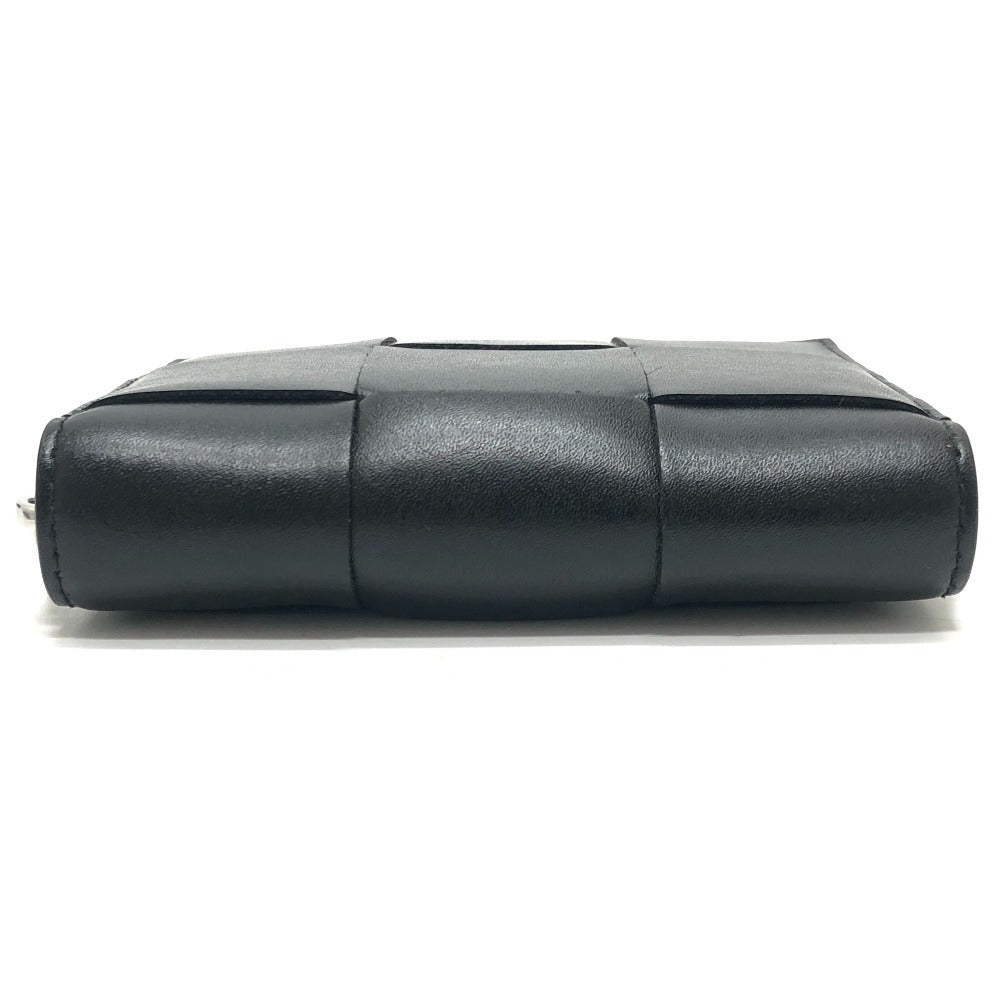 BOTTEGA VENETA 681191 Maxi Intrecciato Cassette Zip wallet accessory Folded wallet Leather Black Used